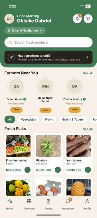 Market2pot home: farmers near you, categories and fresh picks with produce photos and prices